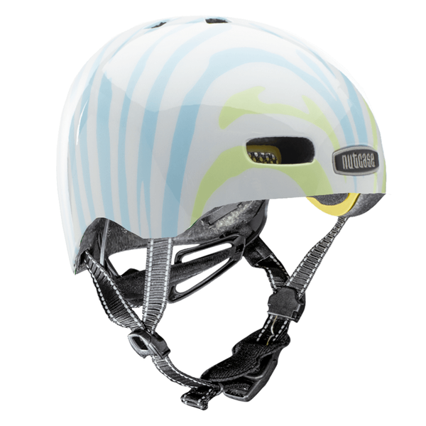 Nutcase Z Brah Gloss Baby Nutty Infant  helmet with industry leading safety feature MIPS, protective Crumple Zone EPS foam, Lightweight polycarbonate outer shell, Magnetic closure for one handed snap and go buckle, Simple dial adjustable fit system for individualized fit and comfort, and certified