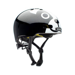 Nutcase Sup Dog Gloss Little Nutty Kids Youth Toddler helmet with industry leading safety feature MIPS, protective Crumple Zone EPS foam, reflective print, Magnetic closure for one handed snap and go buckle, Simple dial adjustable fit system for individualized fit and comfort, certified, and removable visor.