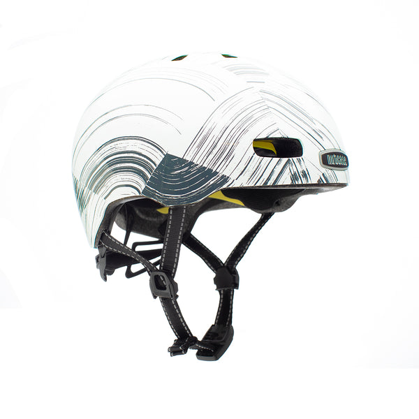 Nutcase Street Collection Granite Gloss Adult helmet with industry leading safety feature MIPS, reflective print, magnetic buckle for easy on and off, Internal heat sealed pads to provide comfort, dial adjustable fit system for individualized fit and comfort, and removable visor
