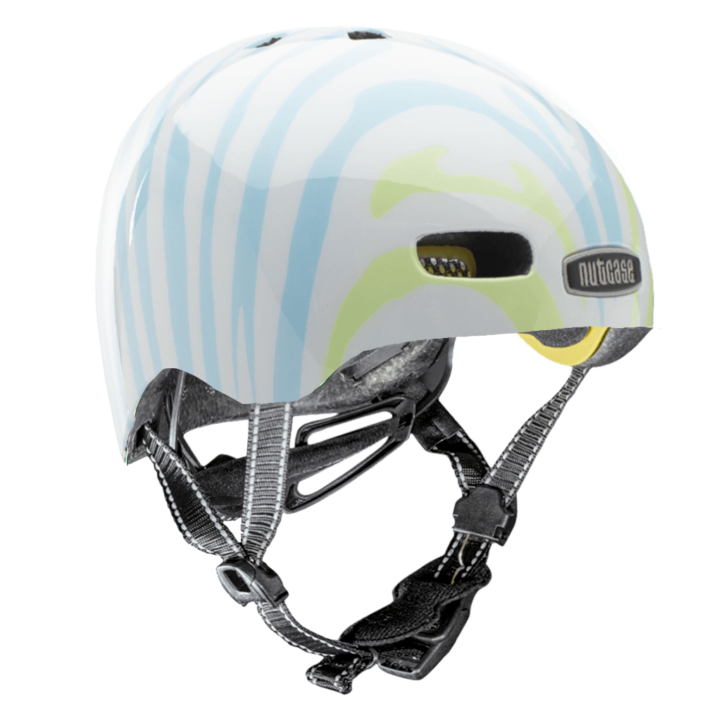 Nutcase Z Brah Gloss Baby Nutty Infant  helmet with industry leading safety feature MIPS, protective Crumple Zone EPS foam, Lightweight polycarbonate outer shell, Magnetic closure for one handed snap and go buckle, Simple dial adjustable fit system for individualized fit and comfort, and certified