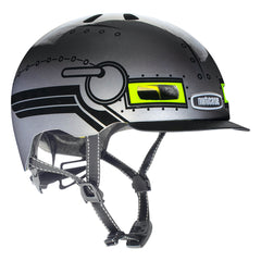 Nutcase Robo Boy Gloss Little Nutty Kids Youth Toddler helmet with industry leading safety feature MIPS, protective Crumple Zone EPS foam, reflective print, Magnetic closure for one handed snap and go buckle, Simple dial adjustable fit system for individualized fit and comfort, certified, and removable visor.