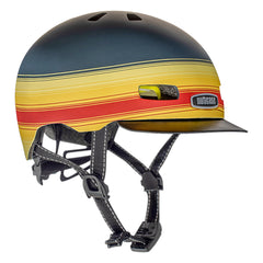 Nutcase Street Collection Dipinto Adult helmet with industry leading safety feature MIPS, reflective print, magnetic buckle for easy on and off, Internal heat sealed pads to provide comfort, dial adjustable fit system for individualized fit and comfort, and removable visor.