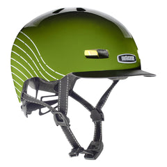 Nutcase Street Collection Dust for Prints Adult helmet with industry leading safety feature MIPS, reflective print, magnetic buckle for easy on and off, Internal heat sealed pads to provide comfort, dial adjustable fit system for individualized fit and comfort, and removable visor