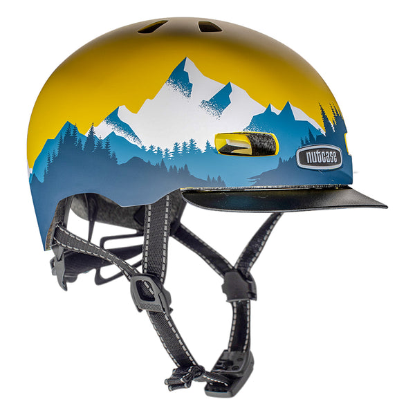 Nutcase Street Collection Everest Adult  helmet with industry leading safety feature MIPS, reflective print, magnetic buckle for easy on and off, Internal heat sealed pads to provide comfort, dial adjustable fit system for individualized fit and comfort, and removable visor