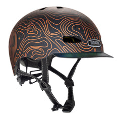 Nutcase Street Collection Get Lost Adult helmet with industry leading safety feature MIPS, reflective print, magnetic buckle for easy on and off, Internal heat sealed pads to provide comfort, dial adjustable fit system for individualized fit and comfort, and removable visor
