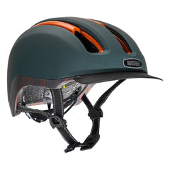 Nutcase Vio Adventure Topo helmet with MIPS, for gravel, for commute, magnetic buckle for easy on and off, duo layer foam construction with denser outer layer and softer inner layer, and removable visor